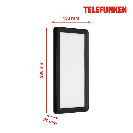 Telefunken 313605TF - Udendørs LED væglampe LED/16W/230V IP44 sort