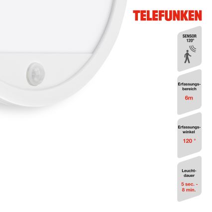 Telefunken 313706TF - LED Udendørs væglampe med sensor LED/15W/230V IP44 hvid