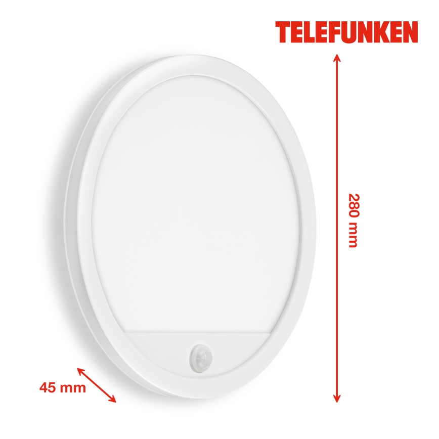 Telefunken 313706TF - LED Udendørs væglampe med sensor LED/15W/230V IP44 hvid