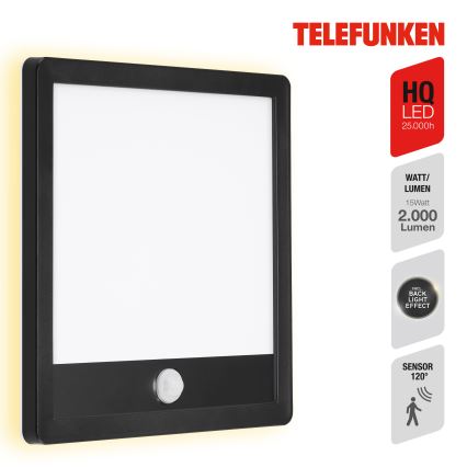 Telefunken 313805TF - LED Udendørs væglampe med sensor LED/15W/230V IP44