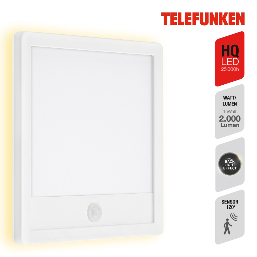 Telefunken 313806TF - LED Udendørs Væglampe med Sensor LED/15W/230V IP44