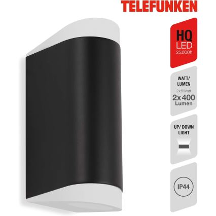 Telefunken 314905TF - Udendørs LED væglampe 2xGU10/5W/230V IP44 sort