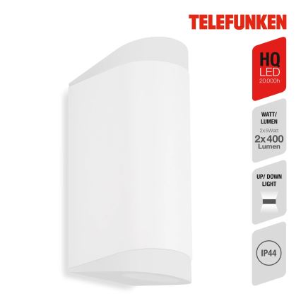 Telefunken 314906TF - Udendørs LED væglampe 2xGU10/5W/230V IP44 hvid