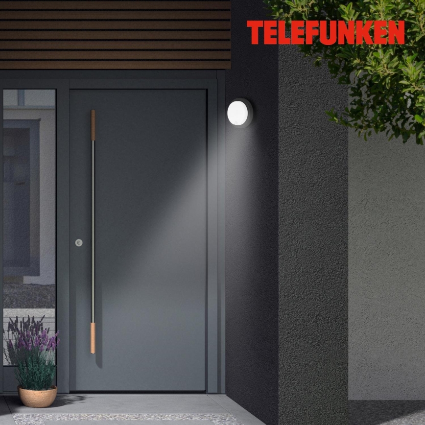 Telefunken 315305TF - Udendørs LED væglampe med sensor LED/12W/230V IP44 sort