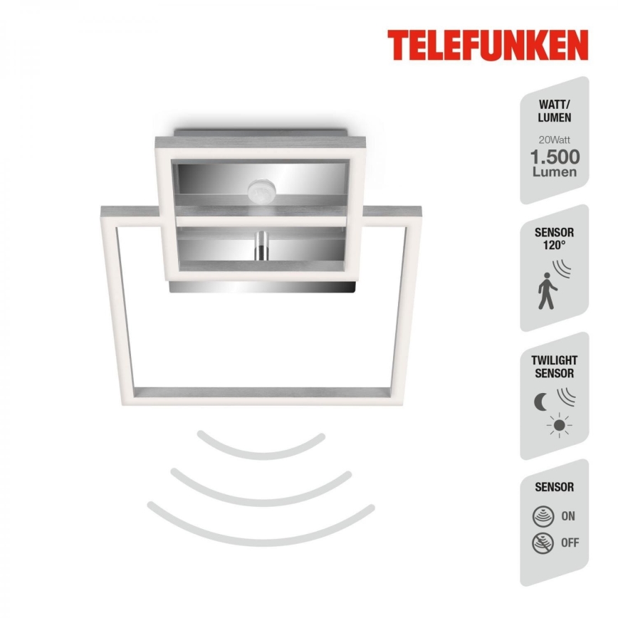 Telefunken 318608TF - LED loftlampe med sensor FRAME LED/17W/230V 3000K mat krom