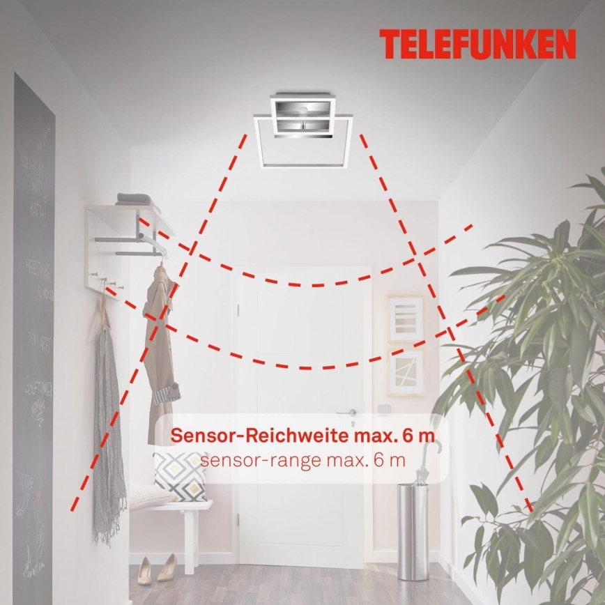 Telefunken 318608TF - LED loftlampe med sensor FRAME LED/17W/230V 3000K mat krom