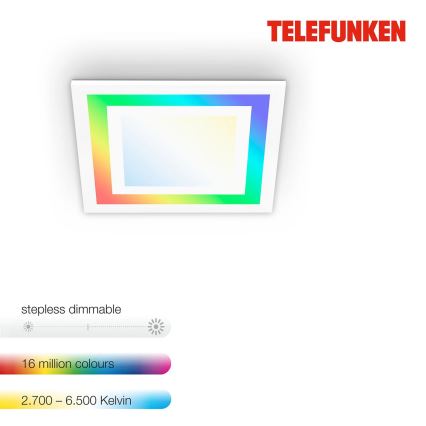 Telefunken 318706TF - LED RGBW dæmpbart panel LED/18W/230V 3000-6500K + fjernbetjening