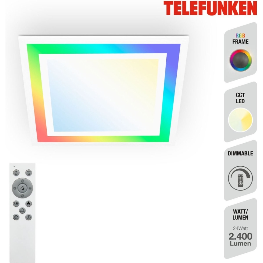 Telefunken 318806TF - LED loftlampe m. RGBW-farver dæmpbar LED/24W/230V 3000-6500K + fjernbetjening