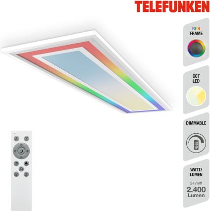 Telefunken 318906TF - LED RGBW dæmpbar loftlampe LED/24W/230V 3000-6500K 25x100 cm + fjernbetjening