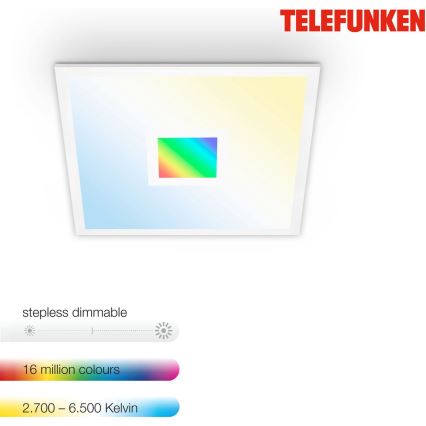 Telefunken 319106TF - Loftlampe m. RGBW-farver dæmpbar LED/24W/230V 2700-6500K hvid + fjernbetjening