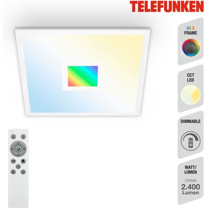 Telefunken 319106TF - Loftlampe m. RGBW-farver dæmpbar LED/24W/230V 2700-6500K hvid + fjernbetjening