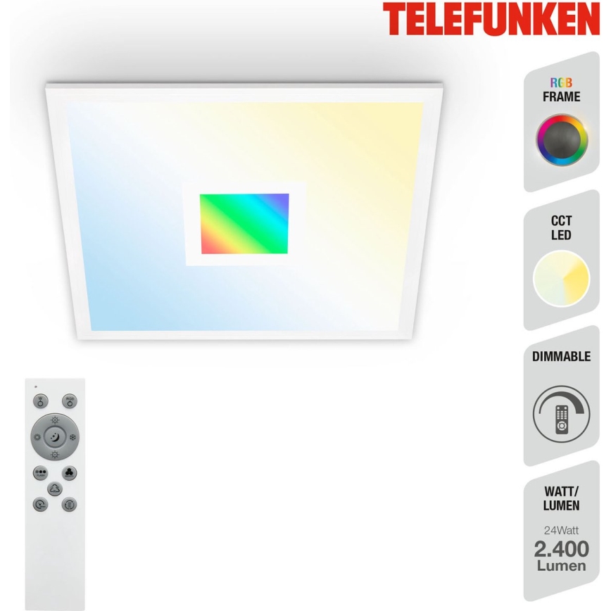 Telefunken 319106TF - Loftlampe m. RGBW-farver dæmpbar LED/24W/230V 2700-6500K hvid + fjernbetjening