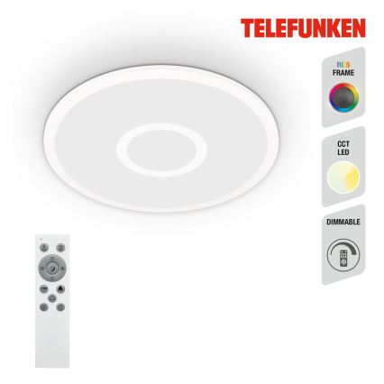 Telefunken 319306TF - LED RGBW Lampe dæmpbar LED/22W/230V 2700-6500K + fjernbetjening