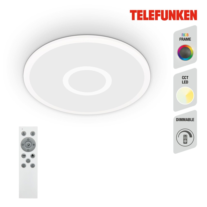 Telefunken 319306TF - LED RGBW Lampe dæmpbar LED/22W/230V 2700-6500K + fjernbetjening