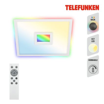 Telefunken 319506TF - Loftlampe m. RGBW-farver dæmpbar LED/36W/230V 2700-6500K hvid + fjernbetjening