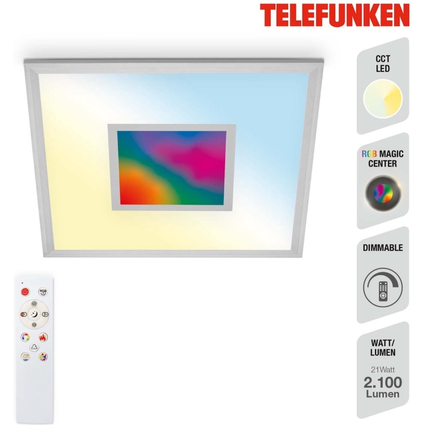 Telefunken 319704TF - LED loftlampe dæmpbar RGB-farver LED/24W/230V 3000-6500K + fjernbetjening