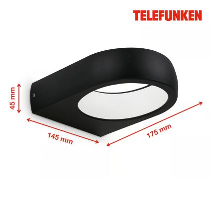 Telefunken 320205TF - Udendørs LED-væglampe, 7,5 W, 230 V, IP44, sort