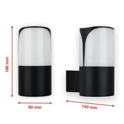 Telefunken 320305TF - Udendørs væglampe 1xE27/12W/230V IP44 sort
