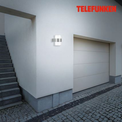 Telefunken 320404TF - LED udendørs væglampe 2xLED/8W/230V IP44 mat krom