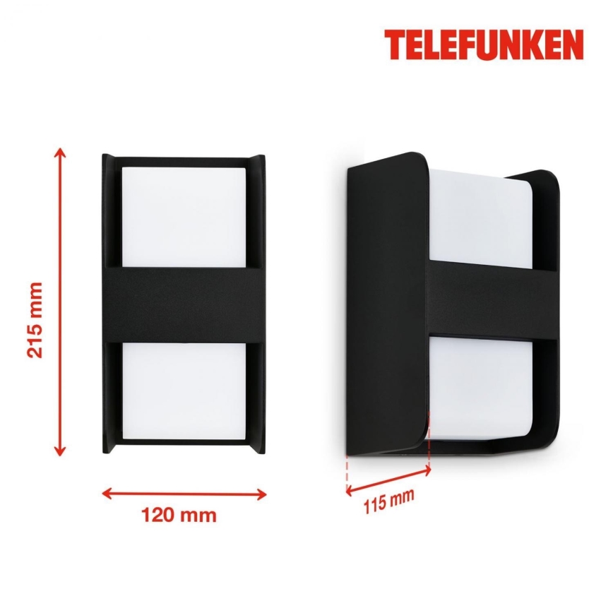 Telefunken 321005TF - Udendørs væglampe 1xE27/12W/230V IP44 sort