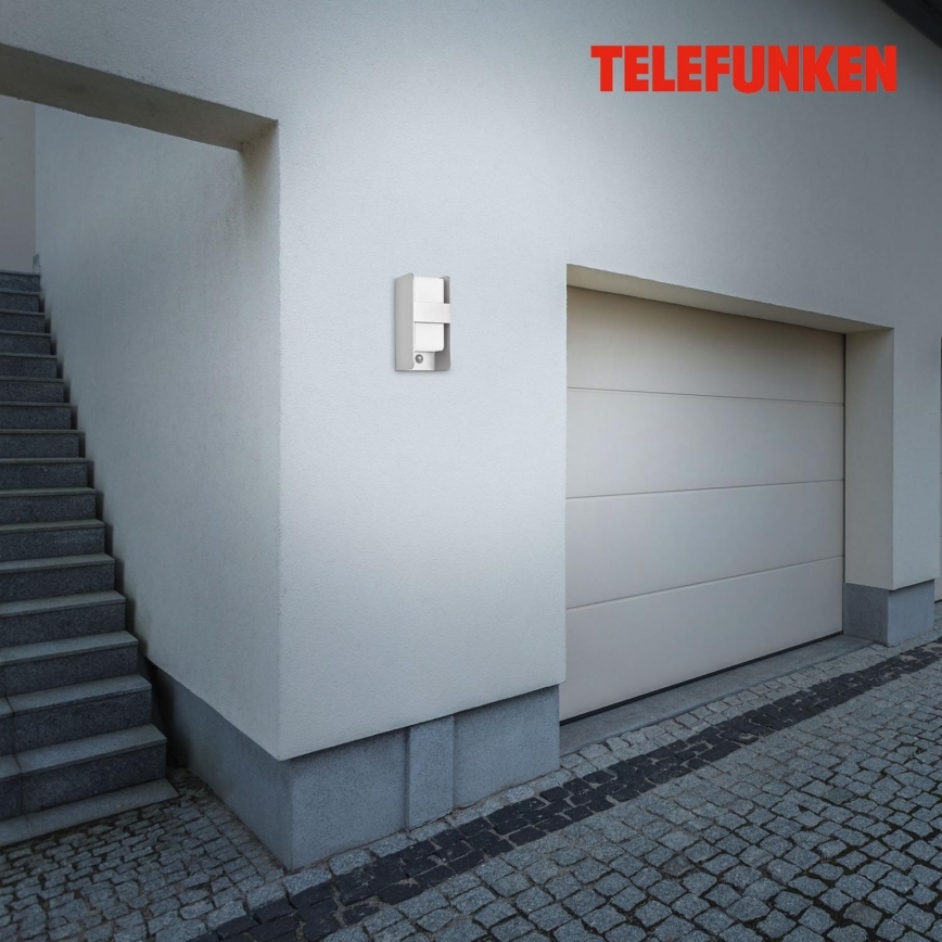 Telefunken 321104TF - Udendørs væglampe med sensor 1xE27/12W/230V IP44 hvid