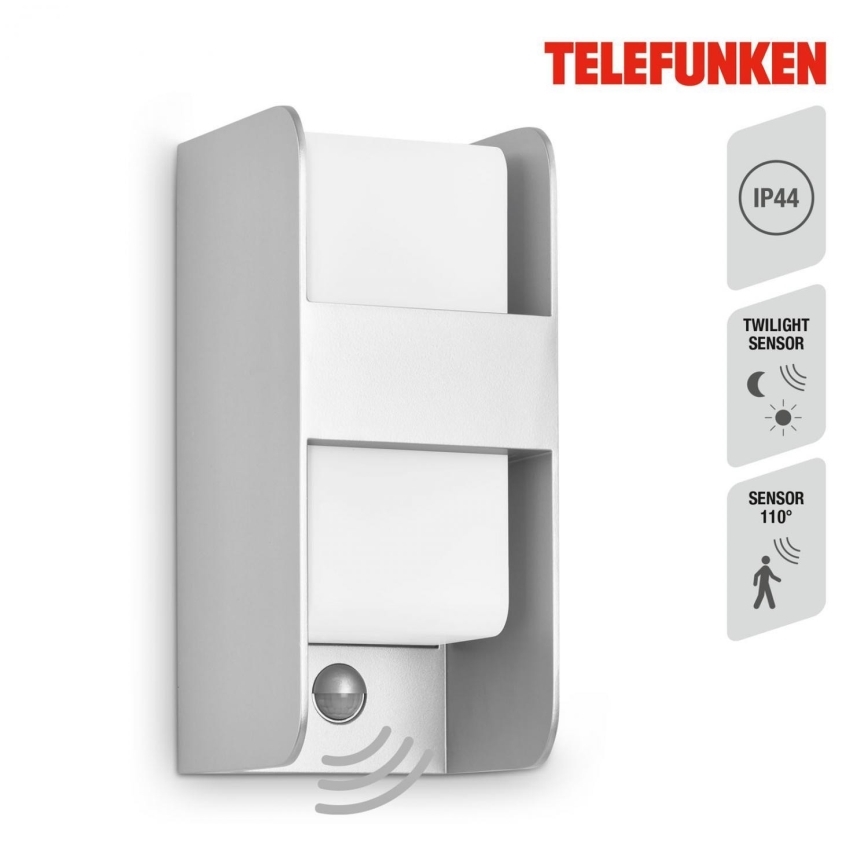 Telefunken 321104TF - Udendørs væglampe med sensor 1xE27/12W/230V IP44 hvid