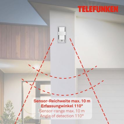 Telefunken 321104TF - Udendørs væglampe med sensor 1xE27/12W/230V IP44 hvid
