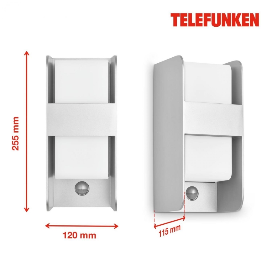 Telefunken 321104TF - Udendørs væglampe med sensor 1xE27/12W/230V IP44 hvid