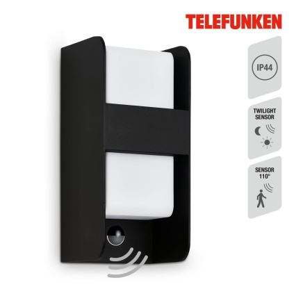 Telefunken 321105TF - Udendørs væglampe med sensor 1xE27/12W/230V IP44 sort