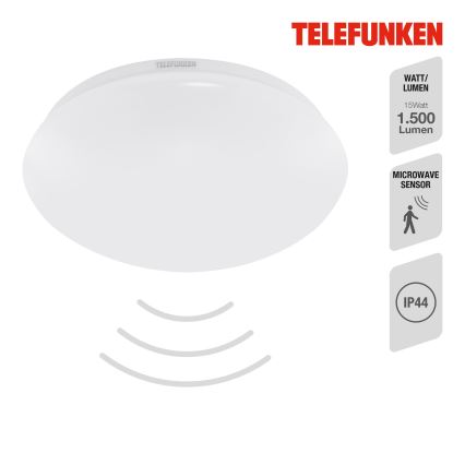 Telefunken 601206TF - LED loftlampe til badeværelse med sensor LED/15W/230V IP44 diameter 28 cm