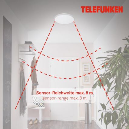 Telefunken 601604TF - LED loftlampe til badeværelse med sensor LED/12W/230V IP44 diameter 29 cm
