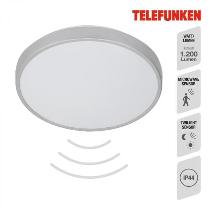 Telefunken 601604TF - LED loftlampe til badeværelse med sensor LED/12W/230V IP44 diameter 29 cm