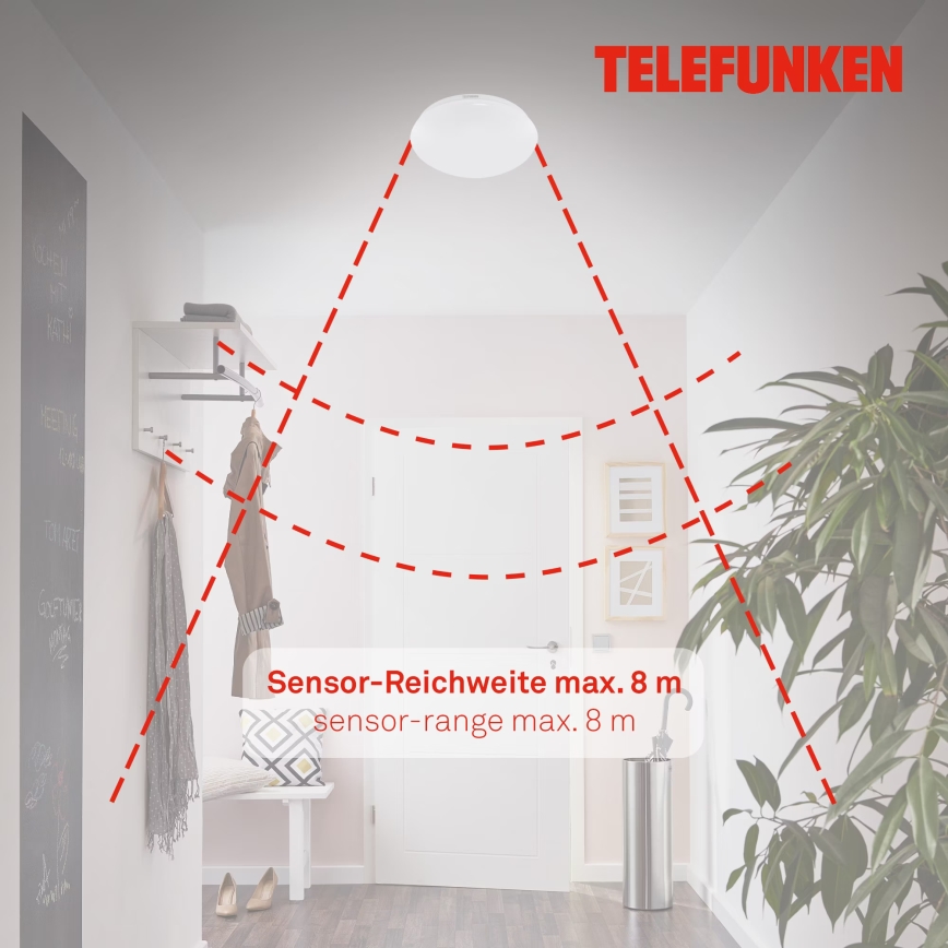 Telefunken 602006TF - LED loftlampe til badeværelse med sensor LED/15W/230V IP44 4000K