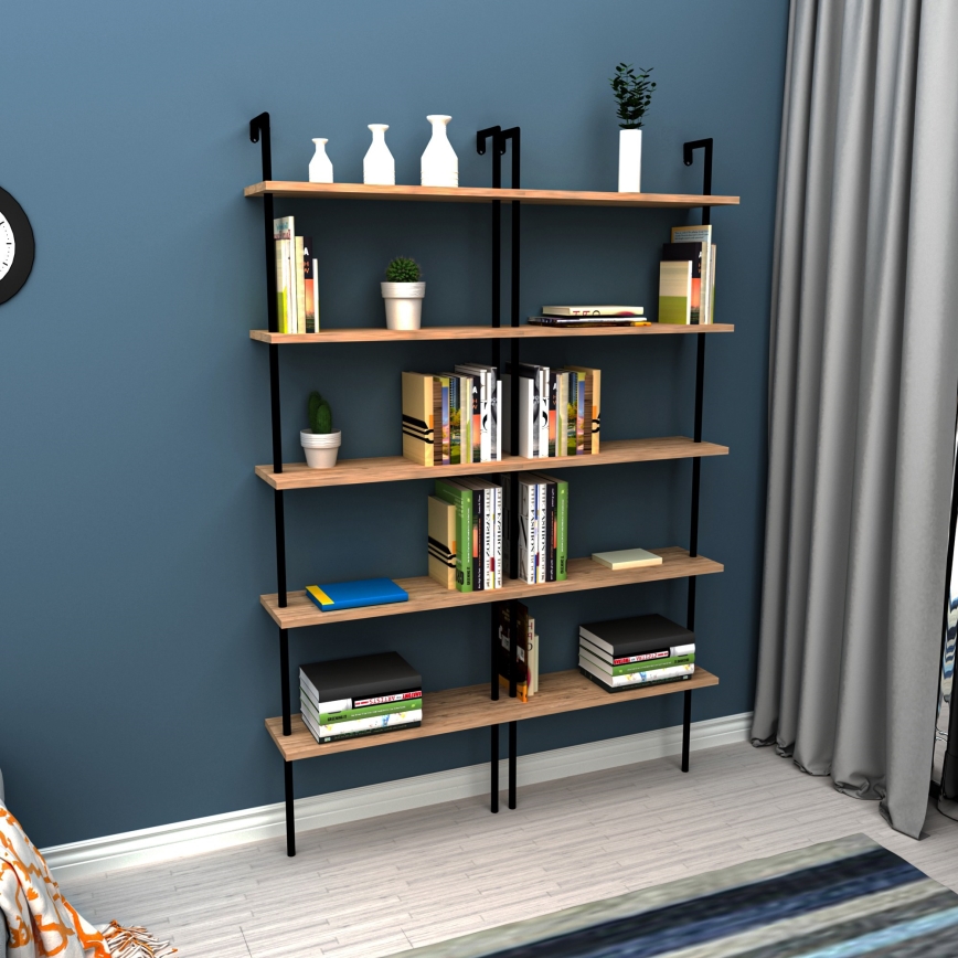 Bogreol TEOS 165x60 cm sort/fyr atlantic