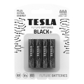 Tesla Batterier - 4 stk Alkaline AAA batterier BLACK+ 1,5V 1200 mAh