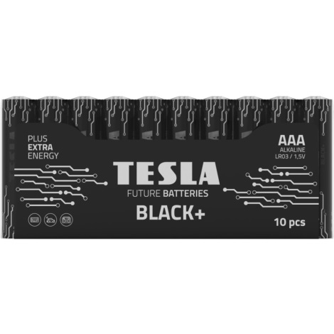 Tesla Batteries - 10 stk. Alkalisk batteri AAA BLACK+ 1,5V