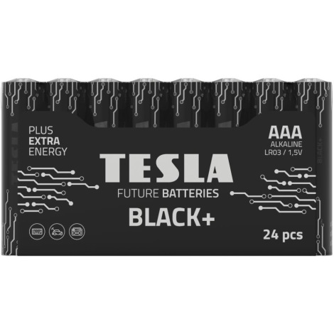 Tesla Batteries - 24 stk. Alkalisk batteri AAA BLACK+ 1,5V