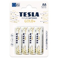 Tesla Batteries - 4 stk. Alkalisk batteri AA GOLD+ 1,5V