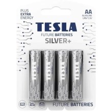 Tesla Batteries - 4 stk. Alkalisk batteri AA SILVER+ 1,5V