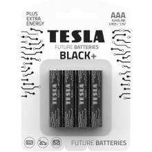 Tesla Batteries - 4 stk. Alkalisk batteri AAA BLACK+ 1,5V