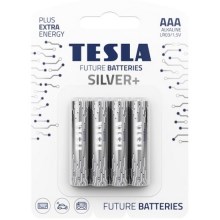 Tesla Batteries - 4 stk. Alkalisk batteri AAA SILVER+ 1,5V