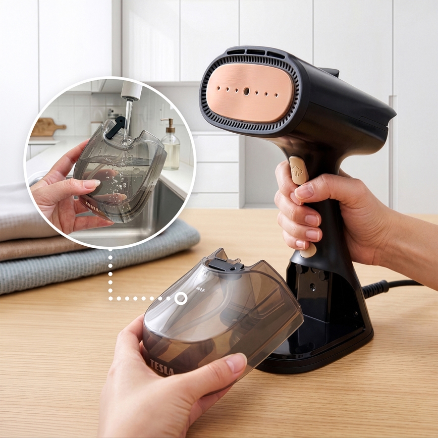TESLA Electronics AeroGrip - Tøjdamper 2-i-1 1400W/230V