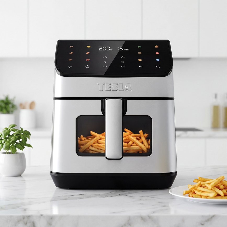 TESLA Electronics AirCook - Airfryer 6,5 l 2100W/230V mat krom/sort