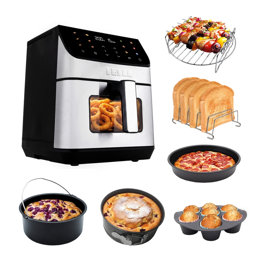 TESLA Electronics AirCook - Airfryer 6,5 l 2100W/230V mat krom/sort