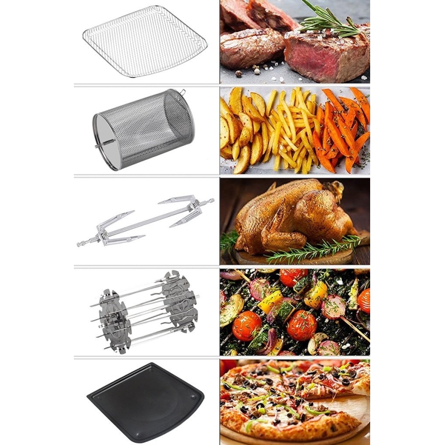 TESLA Electronics AirCook & Grill - Smart multifunktionel digital hot air fryer 12 l 1800W/230V Wi-Fi