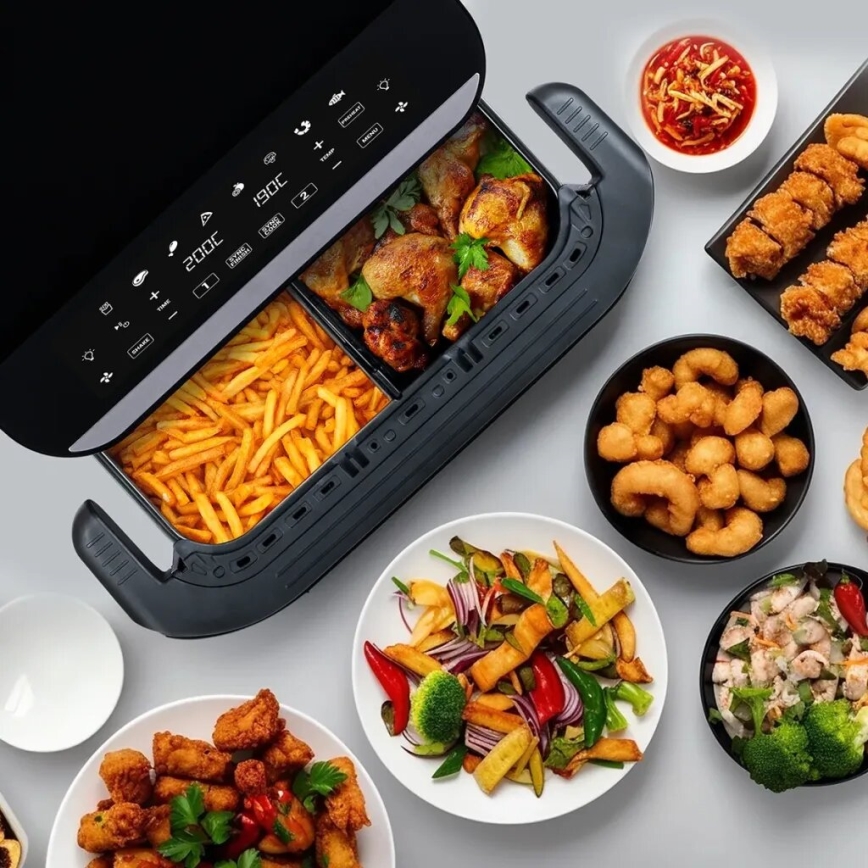 TESLA Electronics AirCook - Multifunktionel dobbelt digital varmluftfrituregryde 10 l 2400W/230V