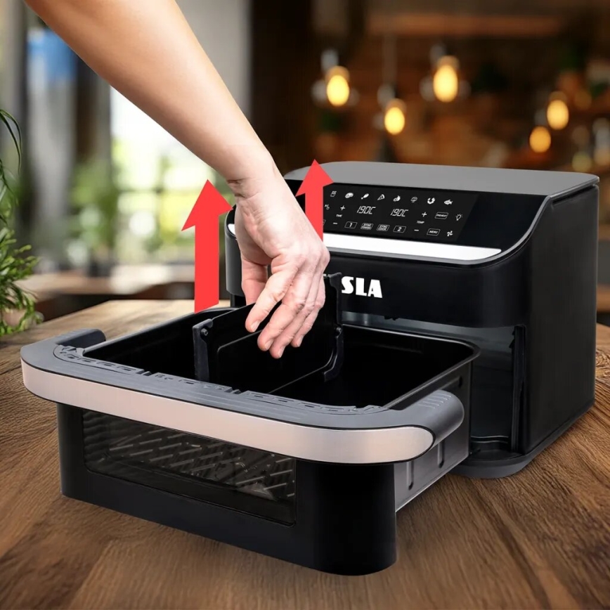 TESLA Electronics AirCook - Multifunktionel dobbelt digital varmluftfrituregryde 10 l 2400W/230V