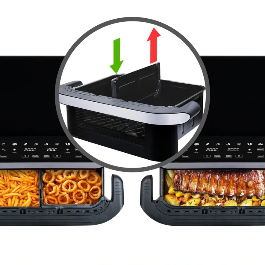TESLA Electronics AirCook - Multifunktionel dobbelt digital varmluftfrituregryde 10 l 2400W/230V