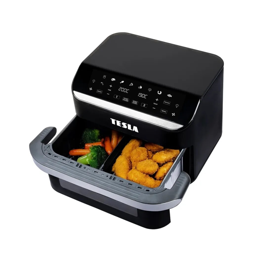 TESLA Electronics AirCook - Multifunktionel dobbelt digital varmluftfrituregryde 10 l 2400W/230V