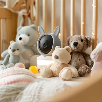 TESLA Electronics Bambino - Smart babyalarm 4 MP 2560p 5V Wi-Fi Tuya grå/hvid